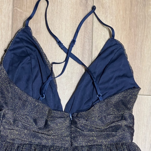 Dress Day Women’s Elegant Navy Blue Gold Sparkle Evening Dress Small - Picture 3 of 5